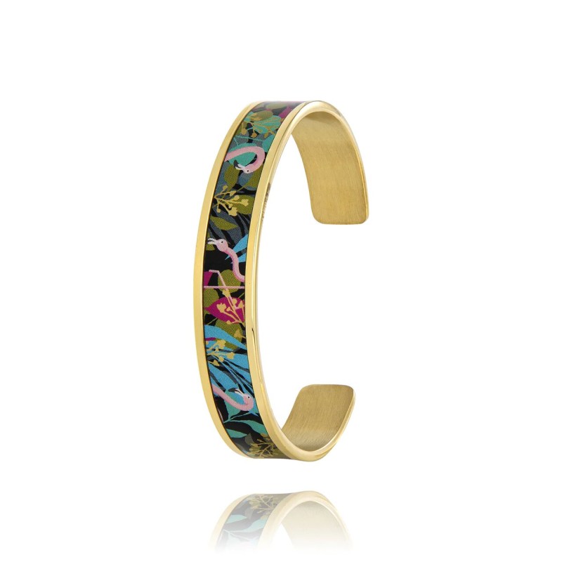 MANCHETTE FINE LOUISE'S GARDEN POP ART EN ACIER DORE 1.2CM