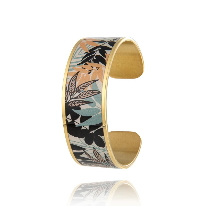 MANCHETTE  LOUISE'S GARDEN CREPUSCULE EN ACIER DORE 2.2CM