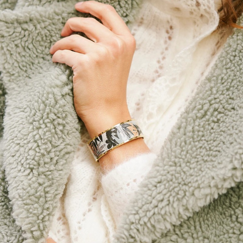 MANCHETTE  LOUISE'S GARDEN CREPUSCULE EN ACIER DORE 2.2CM