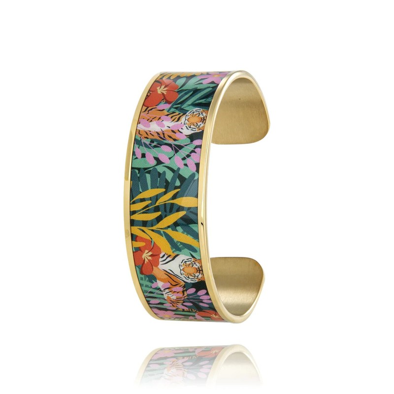 MANCHETTE  LOUISE'S GARDEN AMAZON JUNGLE ACIER DORE 2.2CM