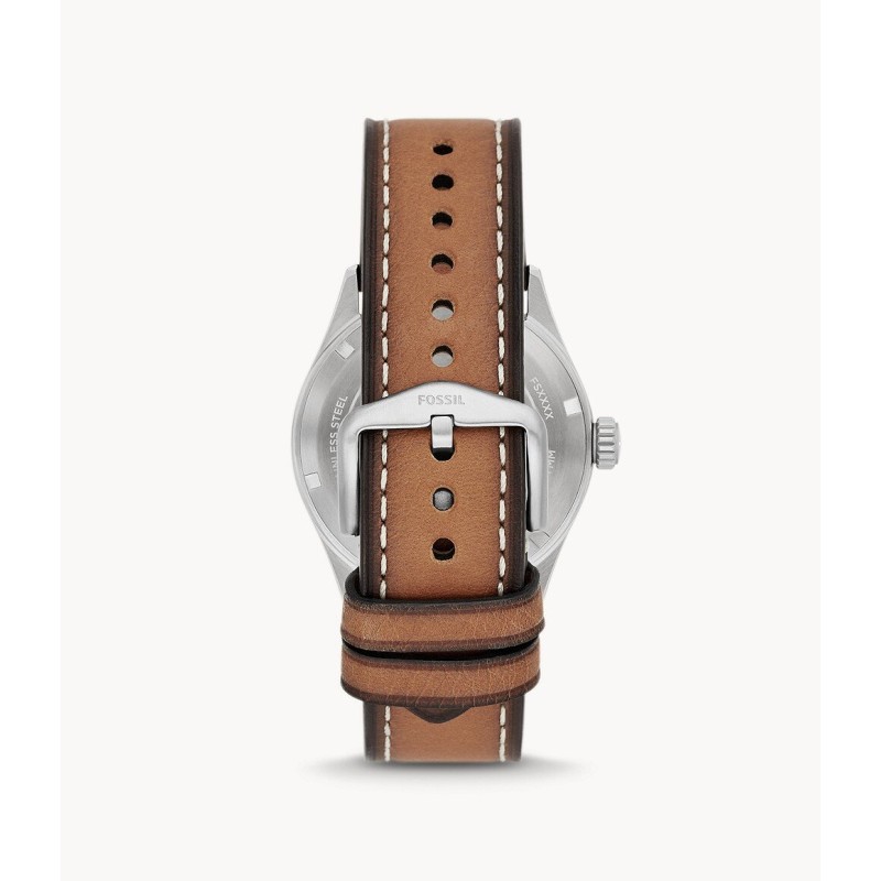 Montre Homme FOSSIL Collection DEFENDER bracelet cuir marron alimentation solaire