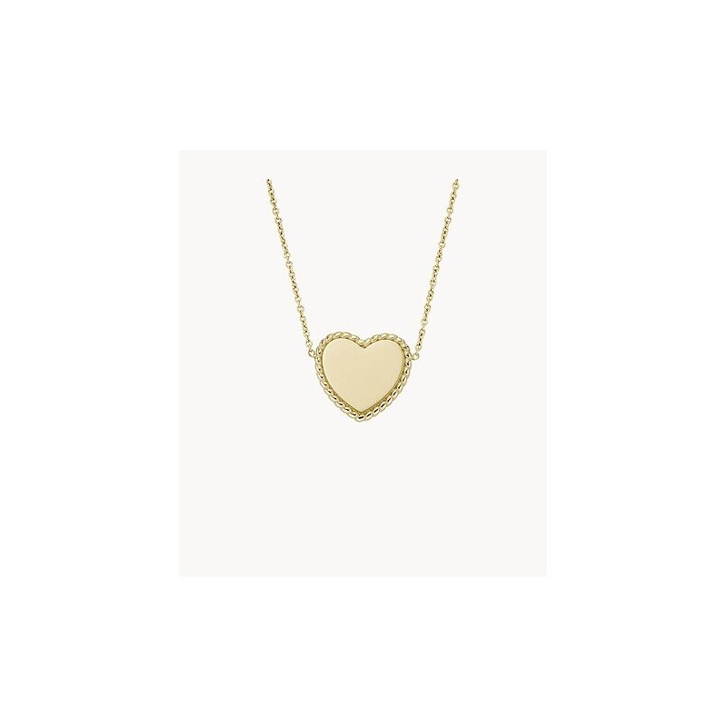 Collier femme  Fossil Drew en  acier doré motif coeur