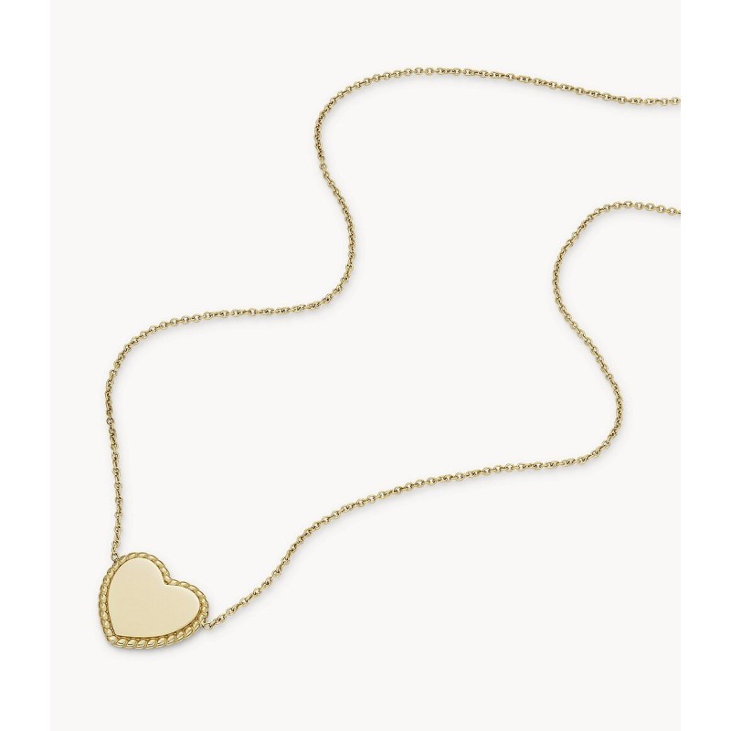 Collier femme  Fossil Drew en  acier doré motif coeur