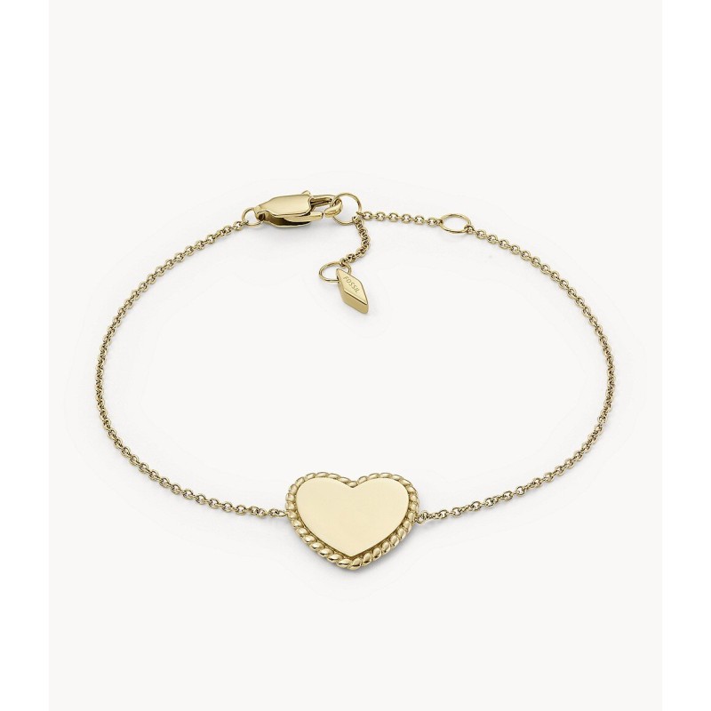Bracelet Femme Fossil Drew en Acier doré motif coeur