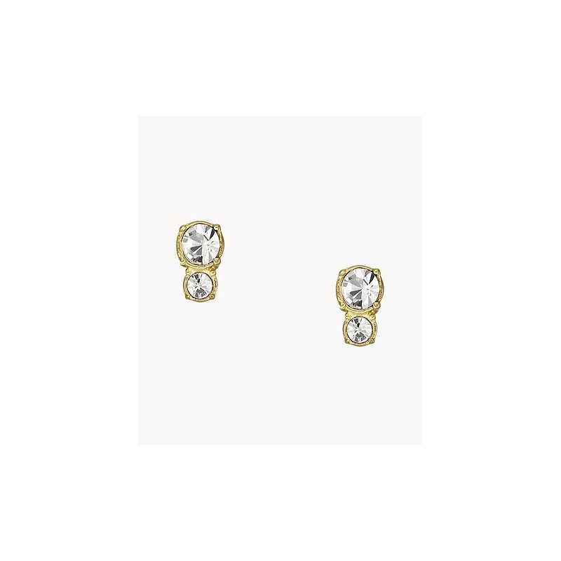 Boucles d'oreilles clous femme Fossil All stacked Up  acier doré et oxydes