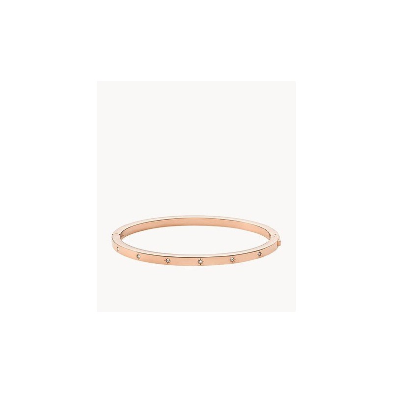 Bracelet Jonc  Fossil Sadie Shine Bright  en Acier doré rose et oxydes