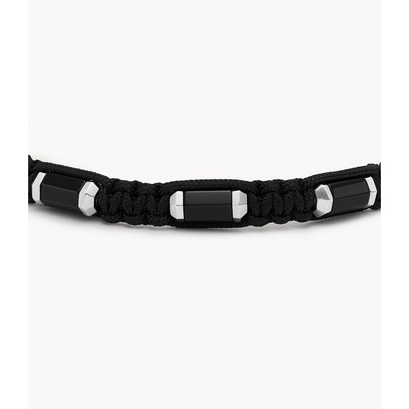 Bracelet Homme Fossil en perles onyx et cordon noir