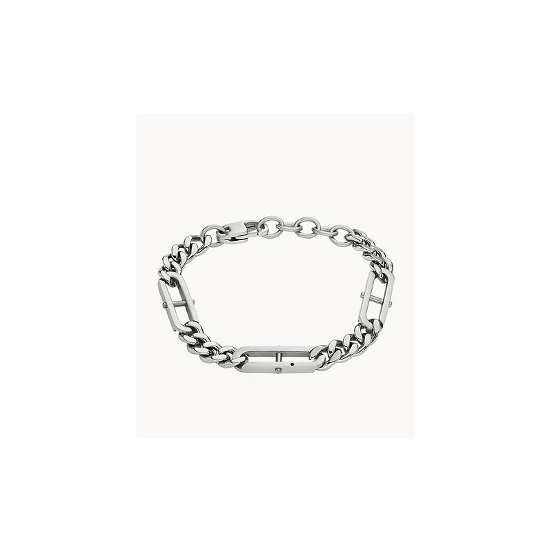 Bracelet  Homme Fossil Heritage D-Link en acier argenté