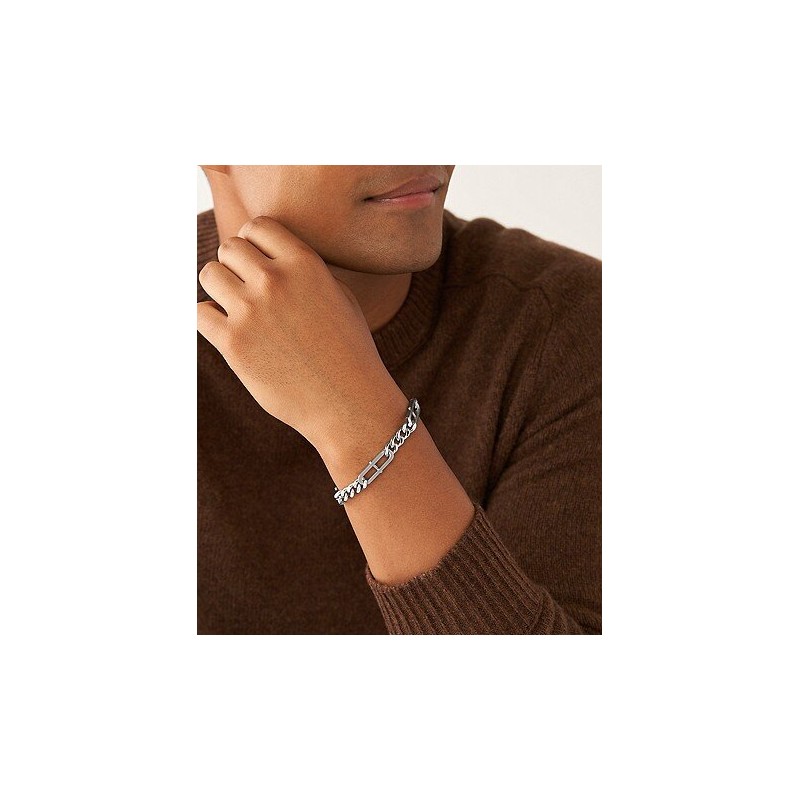 Bracelet  Homme Fossil Heritage D-Link en acier argenté