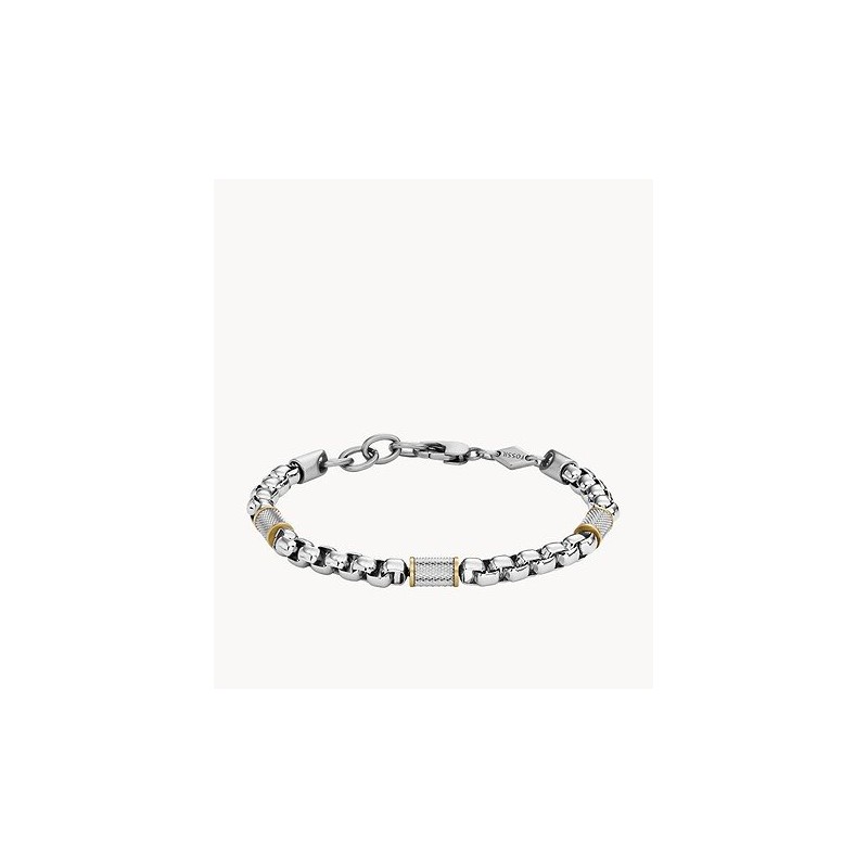Bracelet  Homme Fossil All Stacked Up en acier argenté