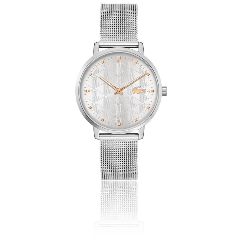 Montre femme Lacoste  Crocorigin Bracelet argenté mailles milanaises cadran gris soleil