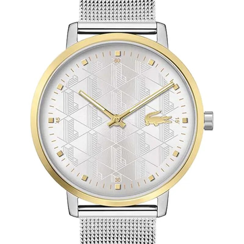 Montre femme Lacoste  Crocorigin Bracelet argenté mailles milanaises lunette dorée