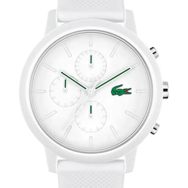 MONTRE HOMME  LACOSTE 12.12 CHRONO SILICONE  BLANC