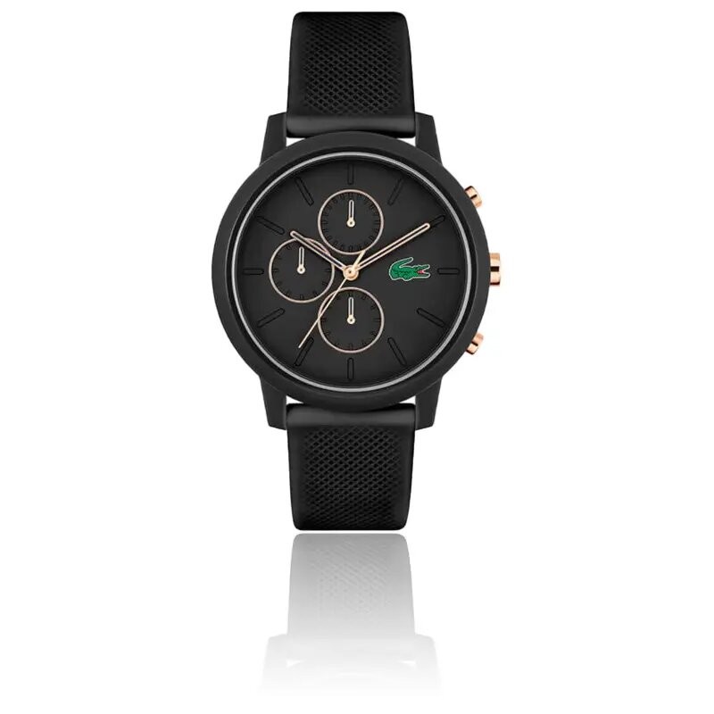 MONTRE HOMME  LACOSTE 12.12 CHRONO SILICONE NOIR