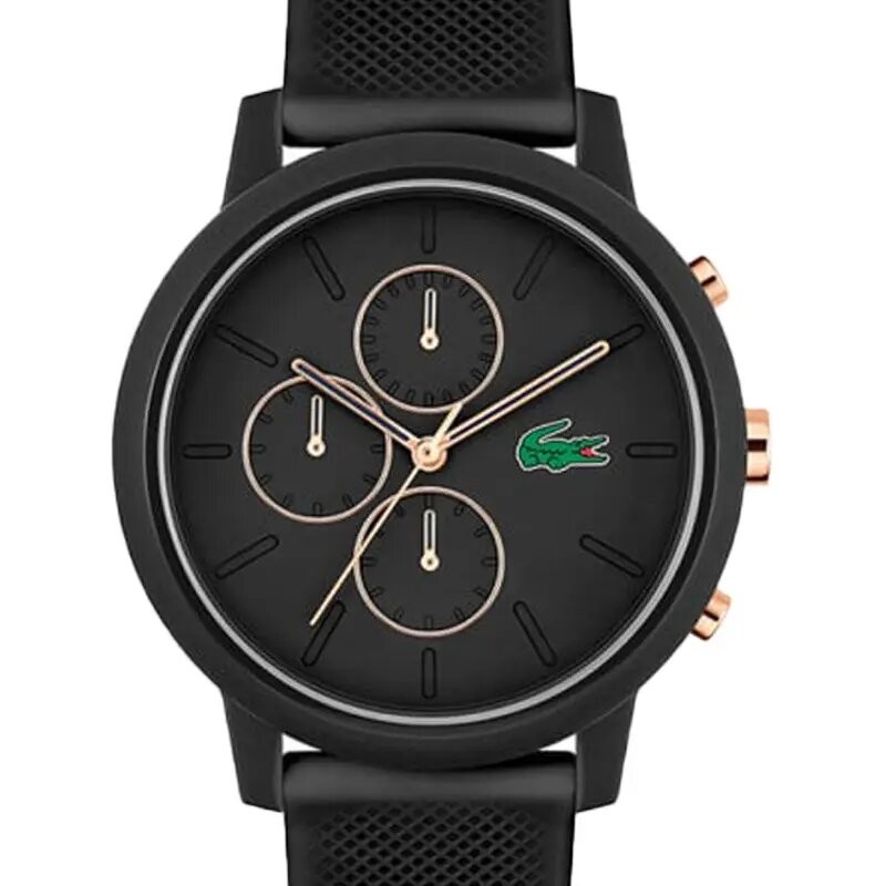 MONTRE HOMME  LACOSTE 12.12 CHRONO SILICONE NOIR
