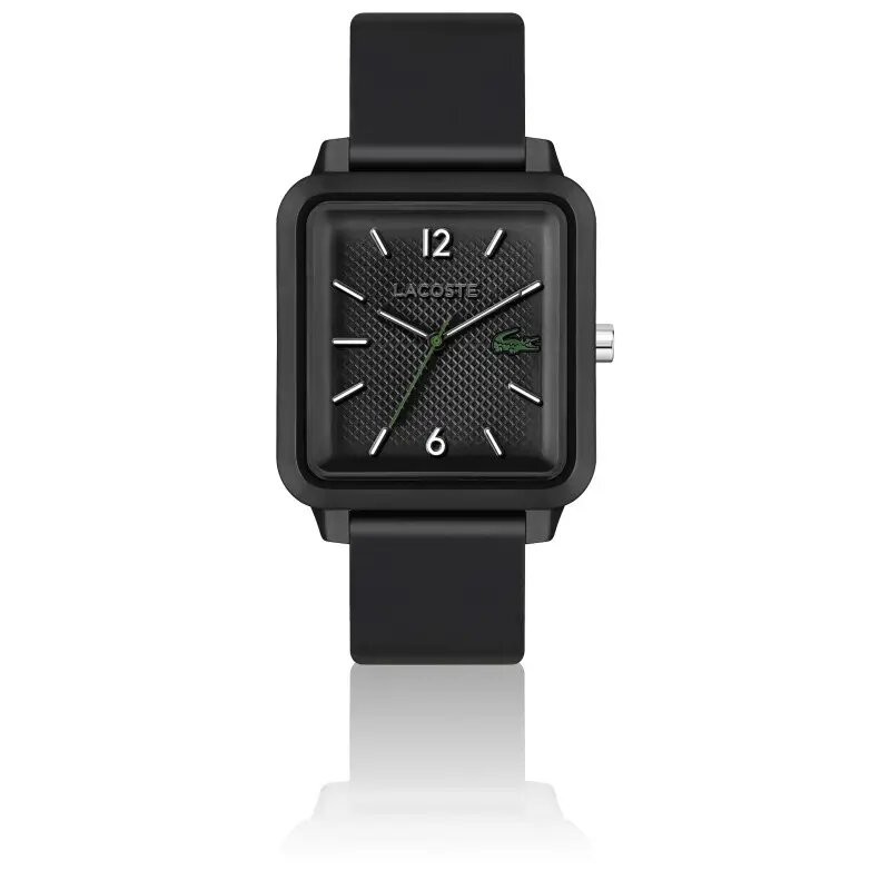 MONTRE HOMME  LACOSTE STUDIO SILICONE NOIR CADRAN CARRE