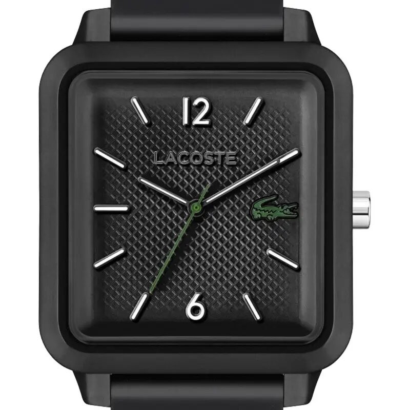 MONTRE HOMME  LACOSTE STUDIO SILICONE NOIR CADRAN CARRE