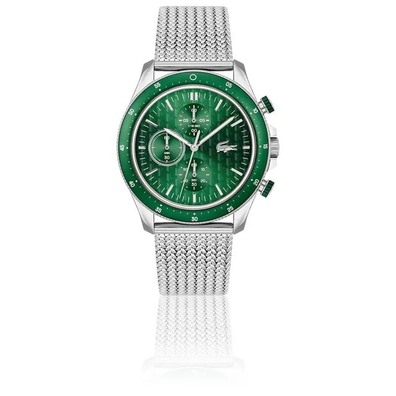 MONTRE HOMME  LACOSTE NEOHERITAGE CADRAN VERT BRACELET ACIER ARGENTE