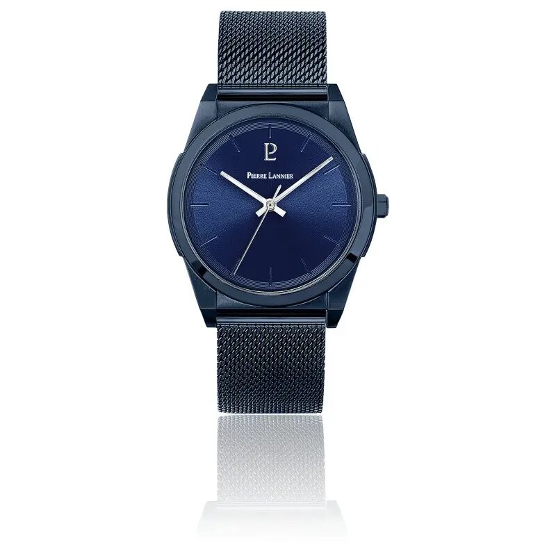 Montre Homme Pierre Lannier Collection Candide cadran bleu bracelet milanais bleu