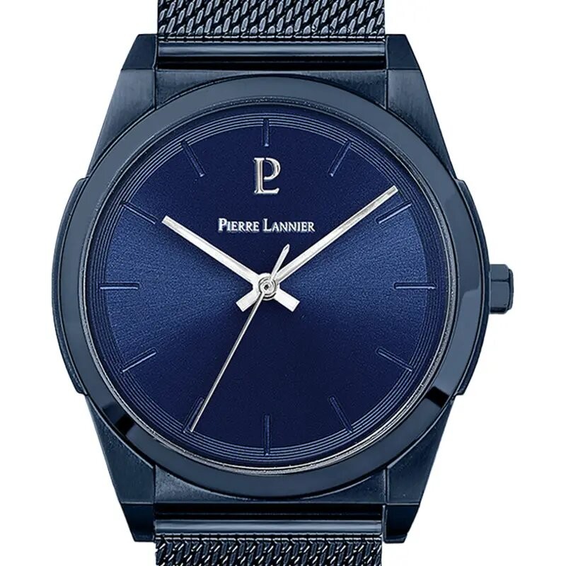 Montre Homme Pierre Lannier Collection Candide cadran bleu bracelet milanais bleu