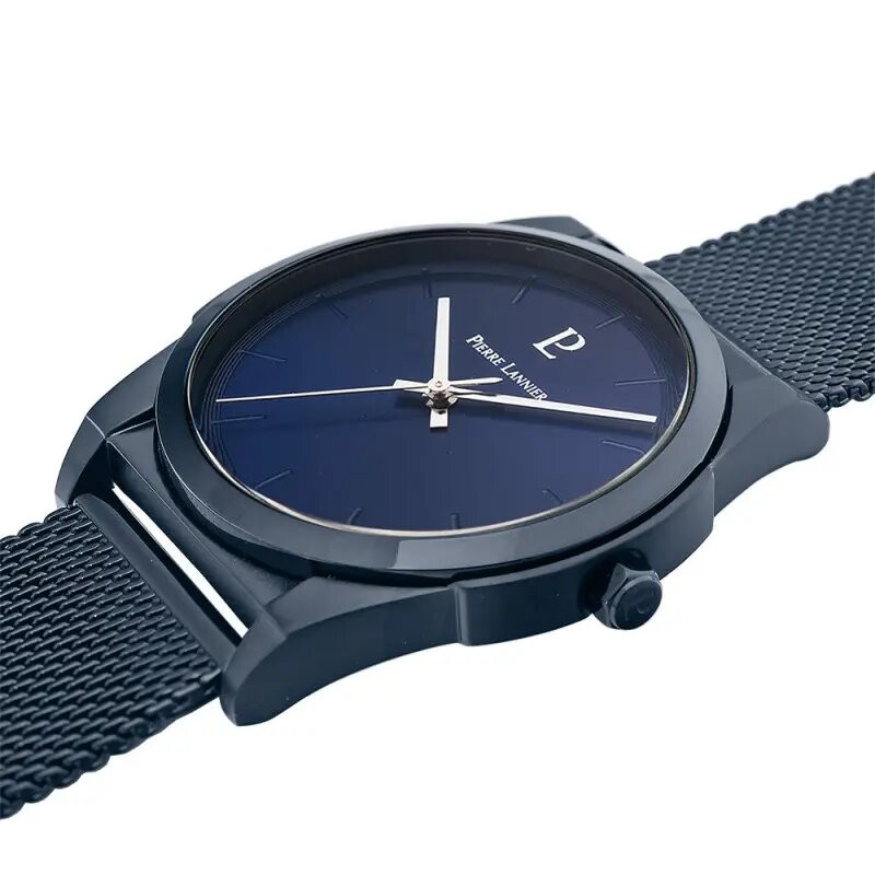 Montre Homme Pierre Lannier Collection Candide cadran bleu bracelet milanais bleu