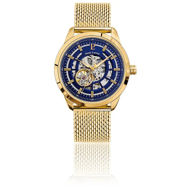Montre Homme Pierre Lannier Automatique bracelet milanais doré