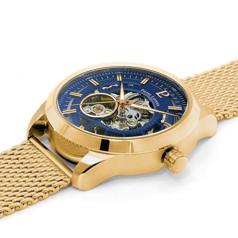 Montre Homme Pierre Lannier Automatique bracelet milanais doré