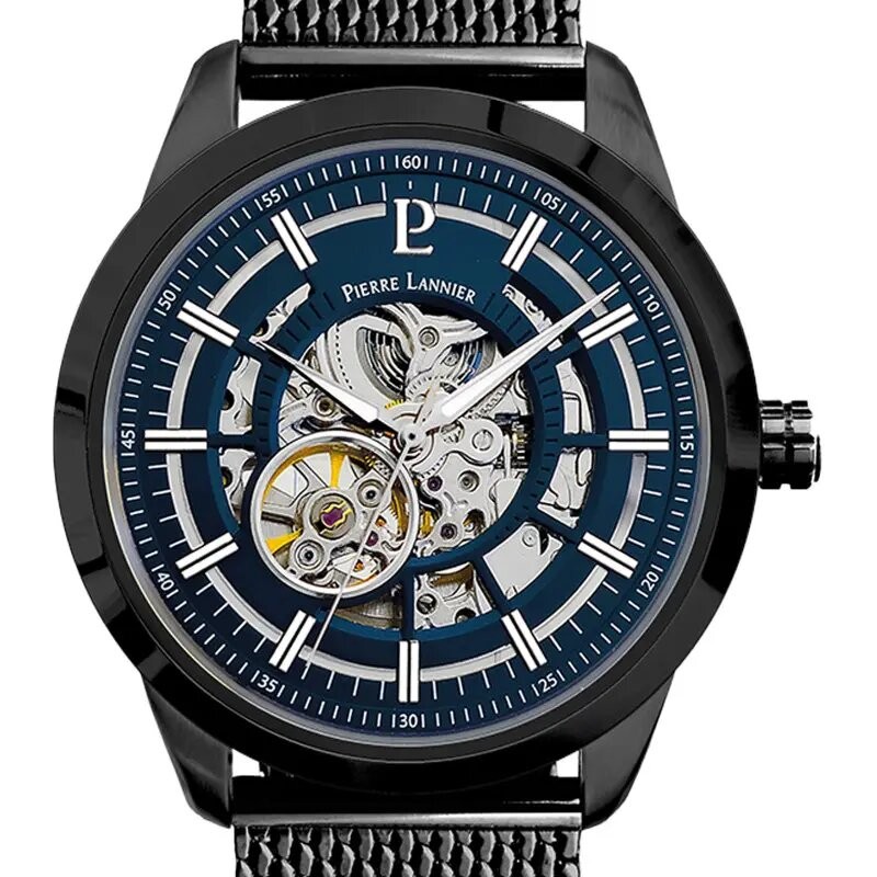 Montre Homme Pierre Lannier Automatique bracelet milanais noir