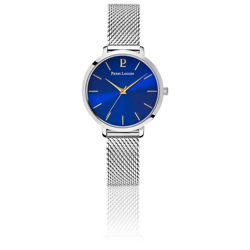 Montre Femme Pierre Lannier Collection Chouquette Bleue bracelet milanais argenté