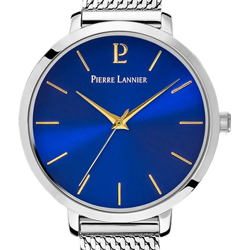 Montre Femme Pierre Lannier Collection Chouquette Bleue bracelet milanais argenté