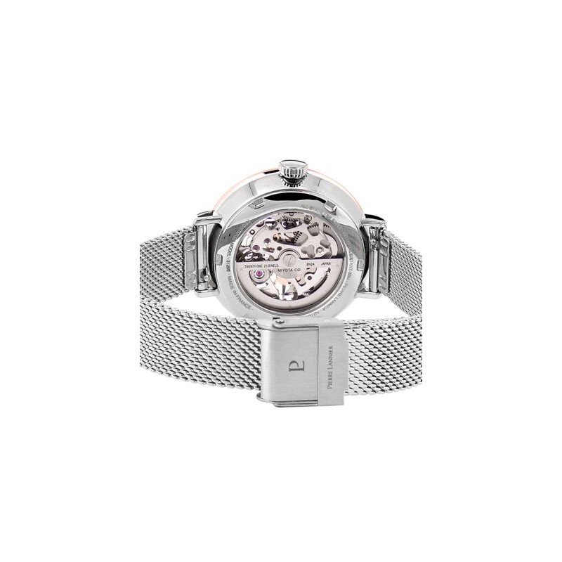 COFFRET MONTRE FEMME PIERRE LANNIER  AUTOMATIQUE MAILLES MILANAISES+ BRACELET CUIR MARRON