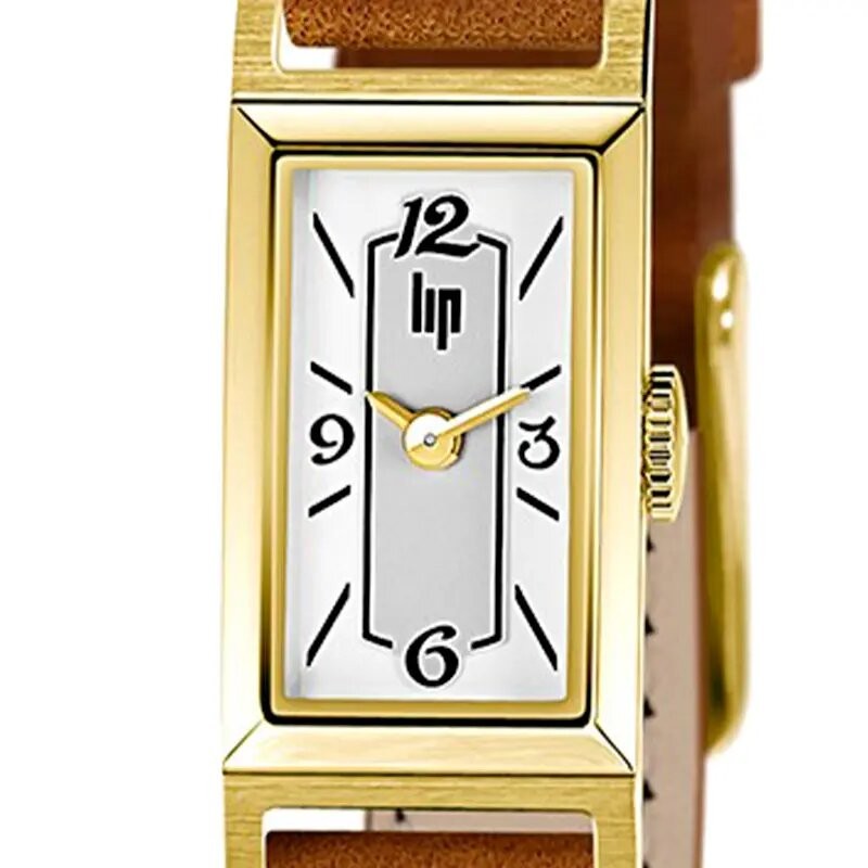 Montre femme  LIP Churchill T13 bracelet  cuir marron cadran doré
