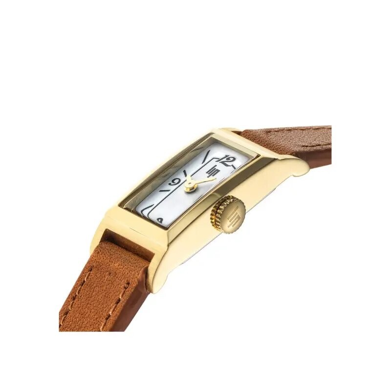 Montre femme  LIP Churchill T13 bracelet  cuir marron cadran doré