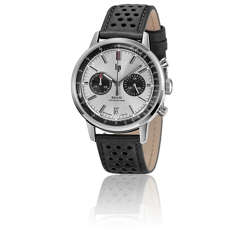 Montre Homme LIP Rallye Panda bracelet cuir noir