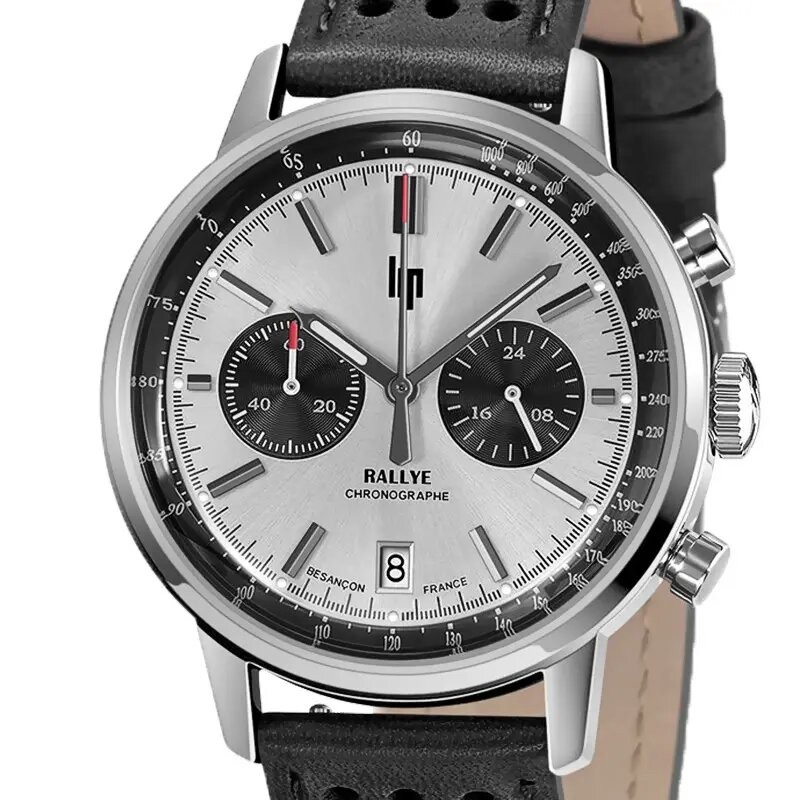 Montre Homme LIP Rallye Panda bracelet cuir noir