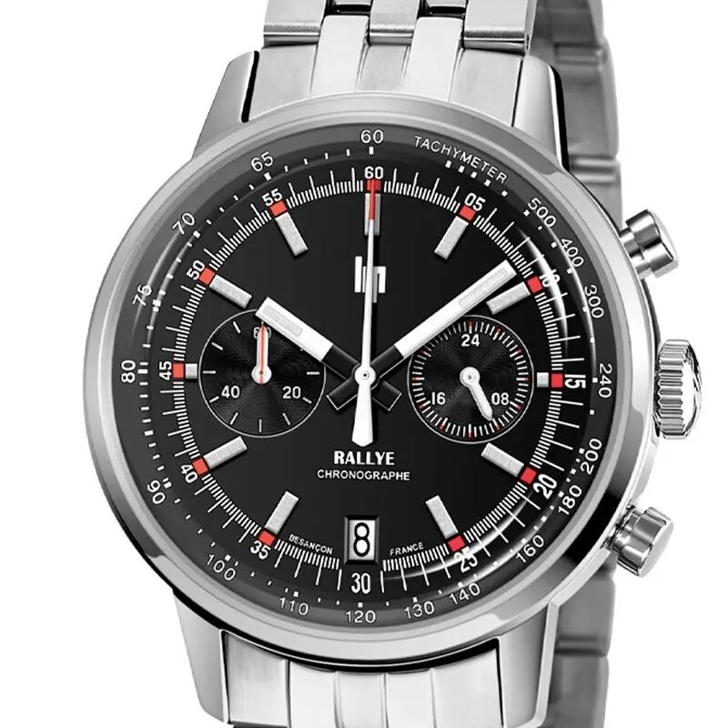 Montre Homme LIP Rallye hybride bracelet acier argenté