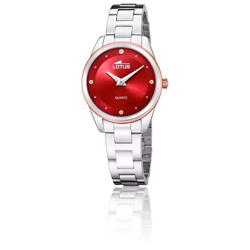 MONTRE FEMME LOTUS TRENDY EN ACIER ARGENTE CADRAN ROUGE