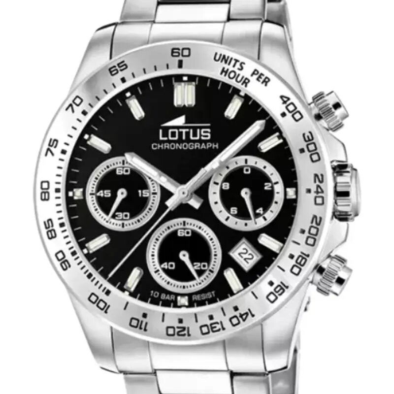 MONTRE HOMME LOTUS FREEDOM CHRONO BLACK EN ACIER ARGENTE CADRAN NOIR