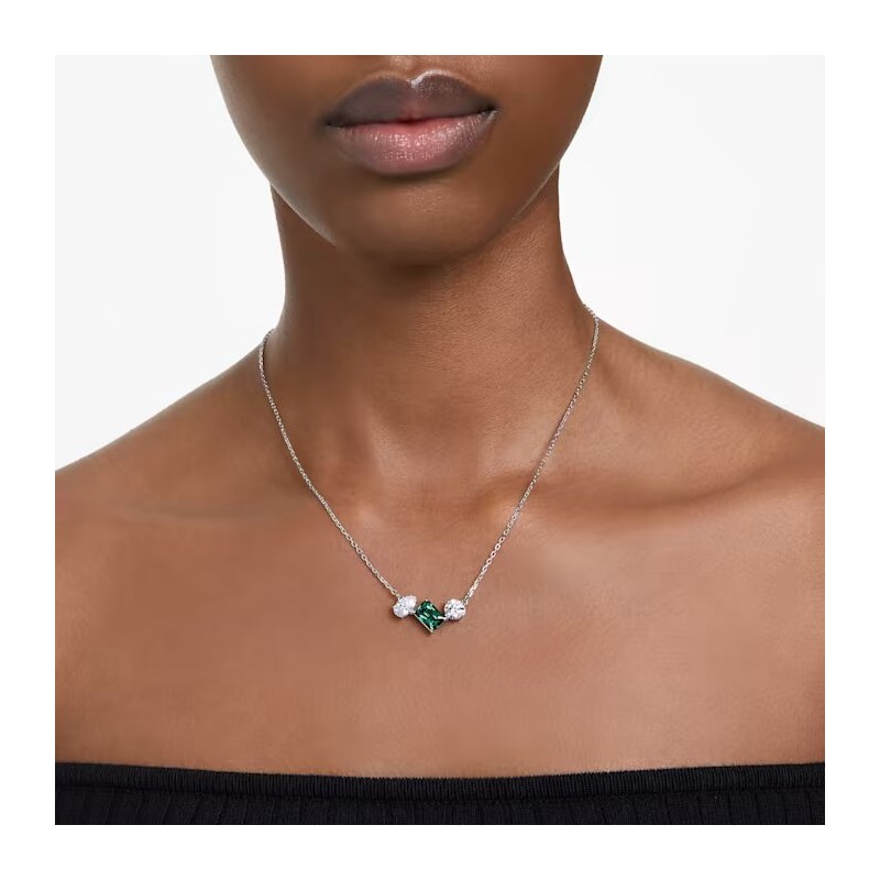 Collier Femme Swarovski Collection Mesmera en métal argenté et cristal vert