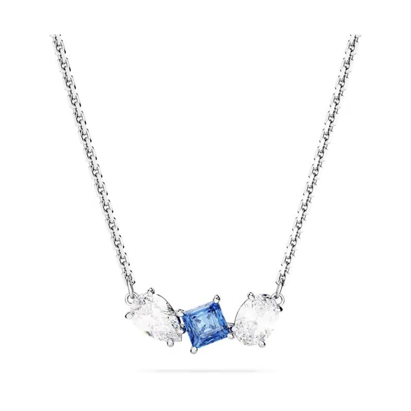 Collier Femme Swarovski Collection Mesmera en métal argenté et cristal bleu
