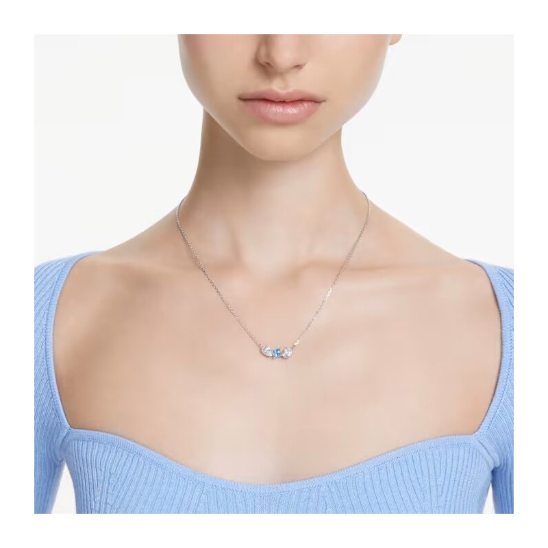 Collier Femme Swarovski Collection Mesmera en métal argenté et cristal bleu