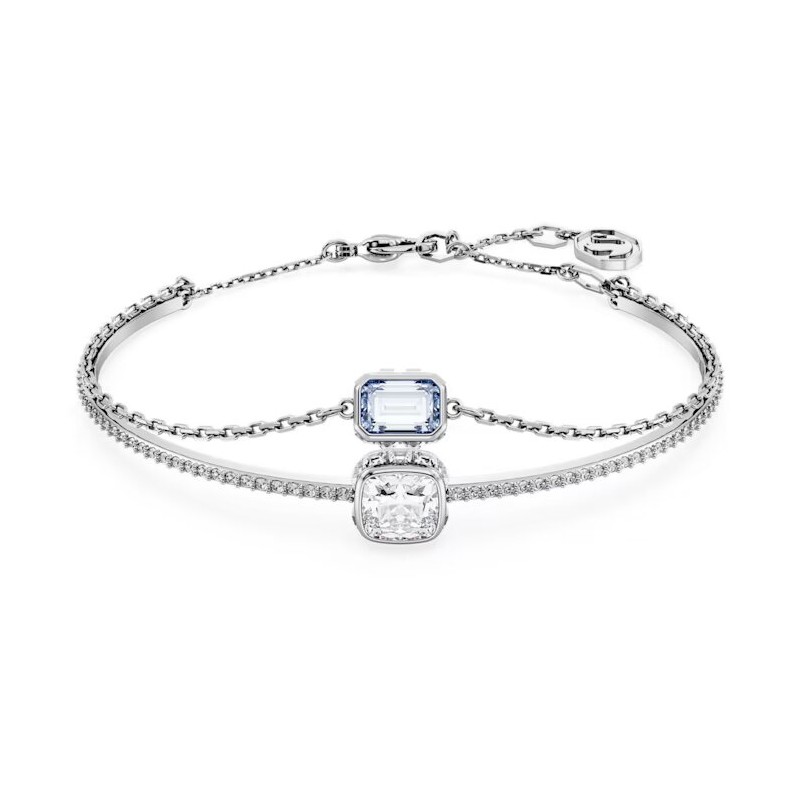 Bracelet Jonc Femme Swarovski Collection Stilla Métal argenté et Cristal bleu