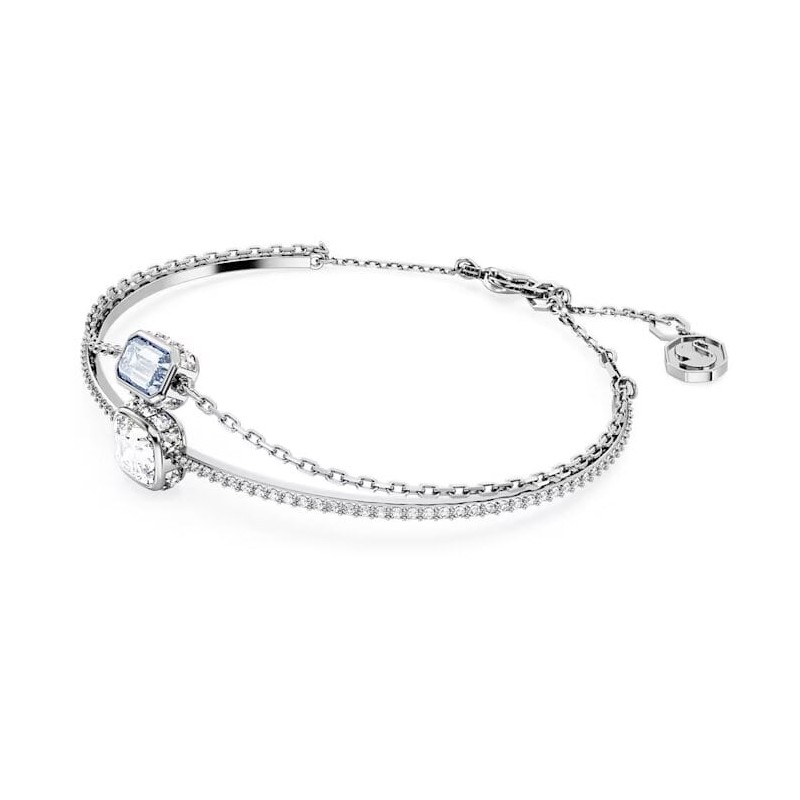 Bracelet Jonc Femme Swarovski Collection Stilla Métal argenté et Cristal bleu
