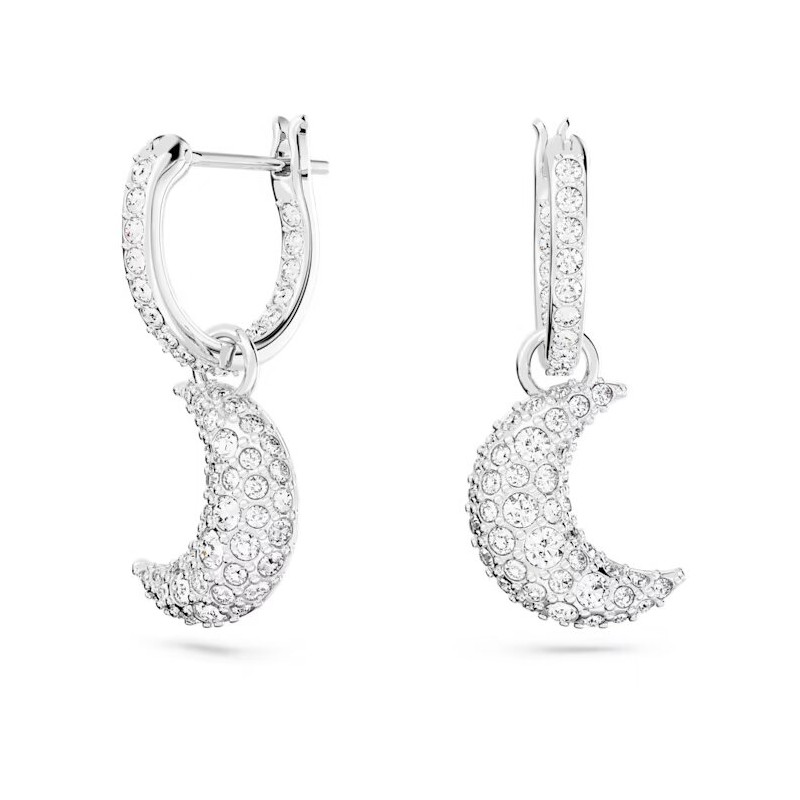 Boucles d'oreilles pendantes Swarovski  Collection Luna en acier argenté et cristal