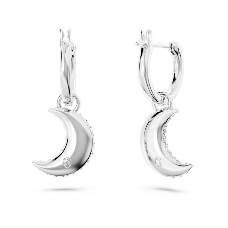 Boucles d'oreilles pendantes Swarovski  Collection Luna en acier argenté et cristal