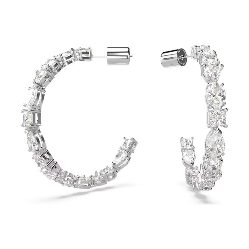 Boucles d'oreilles Demi créoles Swarovski  Collection Mesmera en acier argenté et cristaux