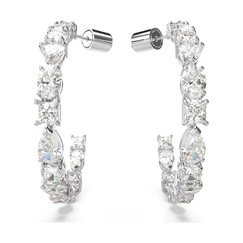 Boucles d'oreilles Demi créoles Swarovski  Collection Mesmera en acier argenté et cristaux