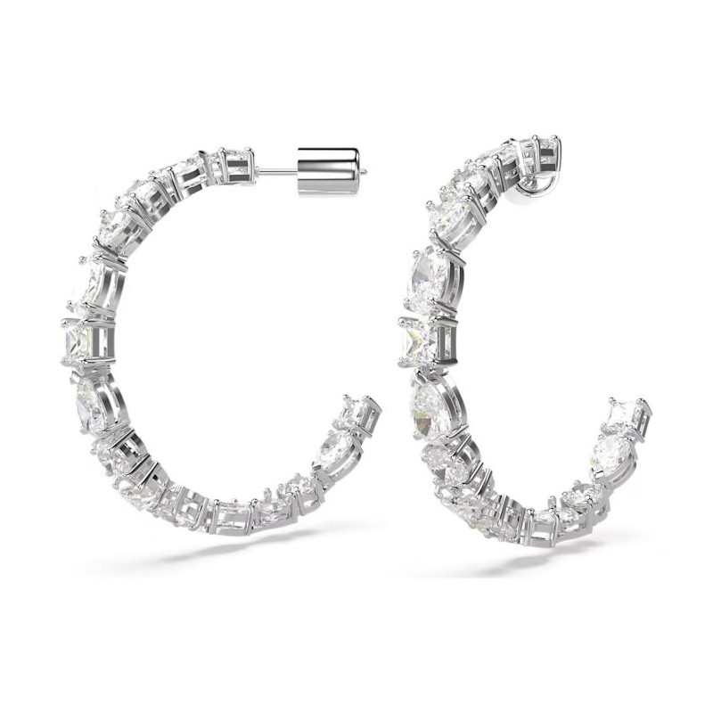 Boucles d'oreilles Demi créoles Swarovski  Collection Mesmera en acier argenté et cristaux