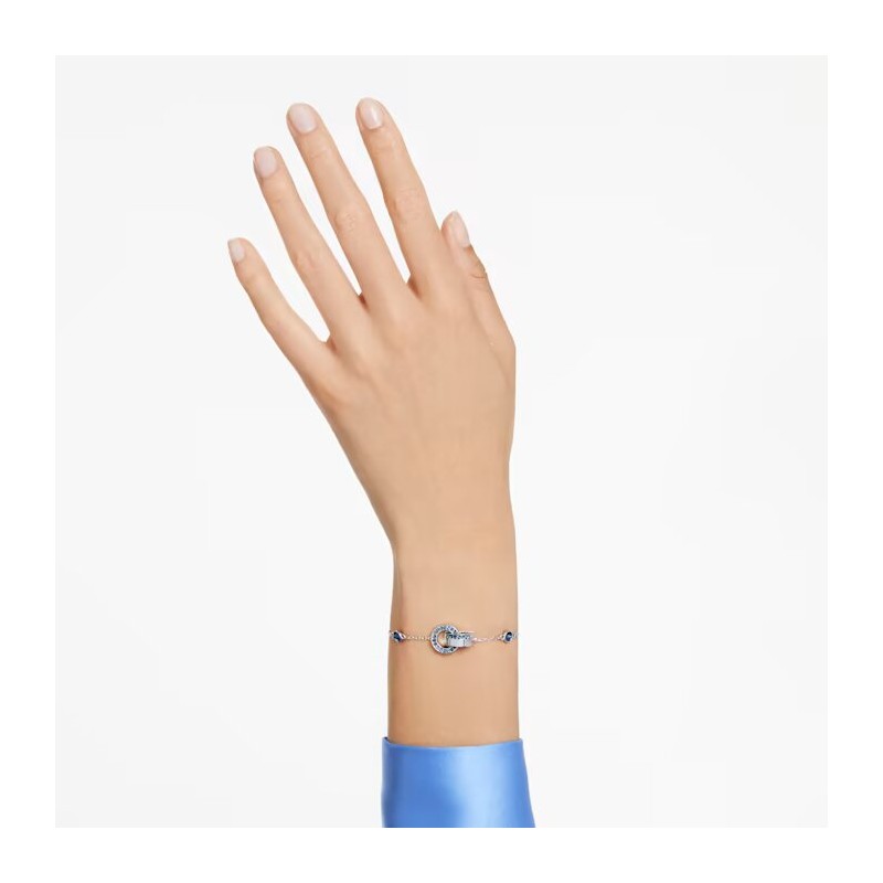 Bracelet Femme Swarovski Collection Hollow Métal argenté et Cristaux bleus