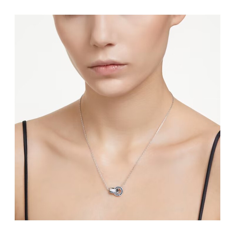 Collier Femme Swarovski Collection Hollow en métal argenté et cristaux bleus